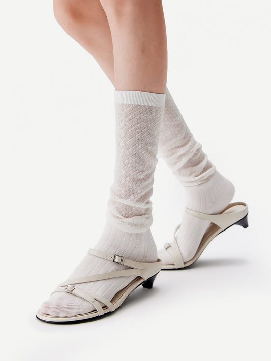 Textured Fine Stripe Calf Sock