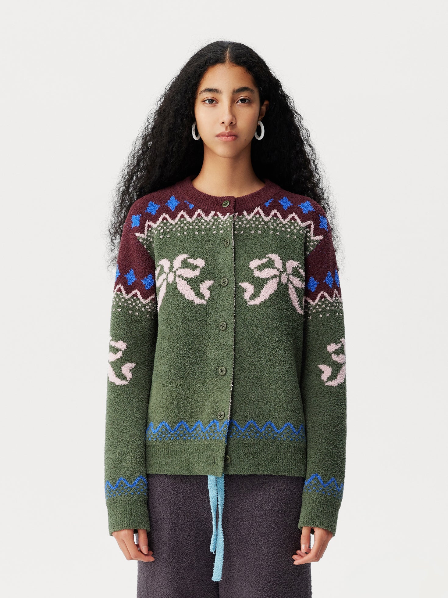 Tribal Motif Soft Sherpa Cardigan