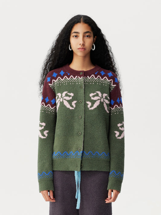 Tribal Motif Soft Sherpa Cardigan