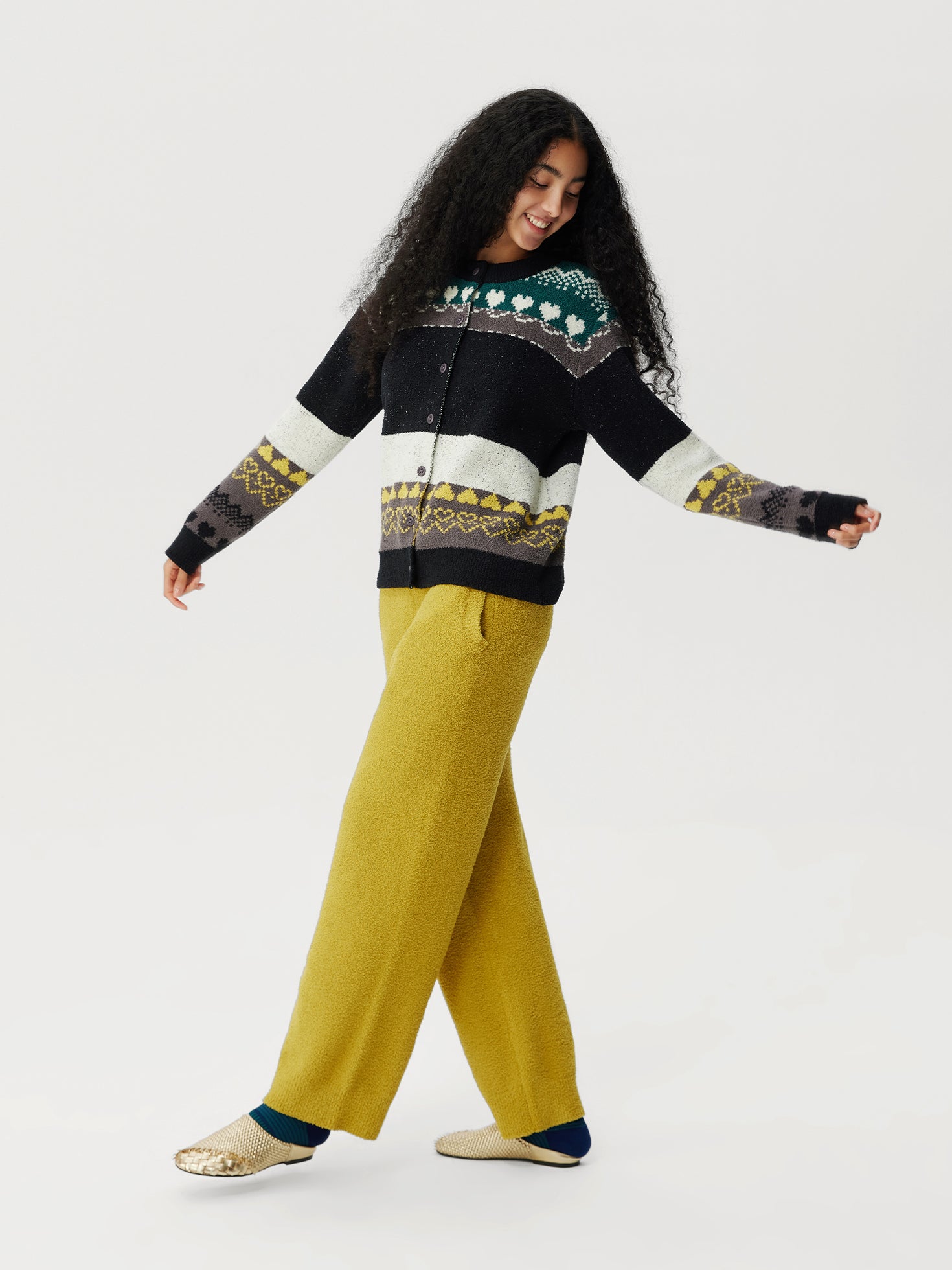 Tribal Motif Soft Sherpa Cardigan