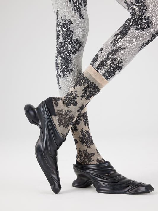 Lace Jacquard Breathable Translucent Sock