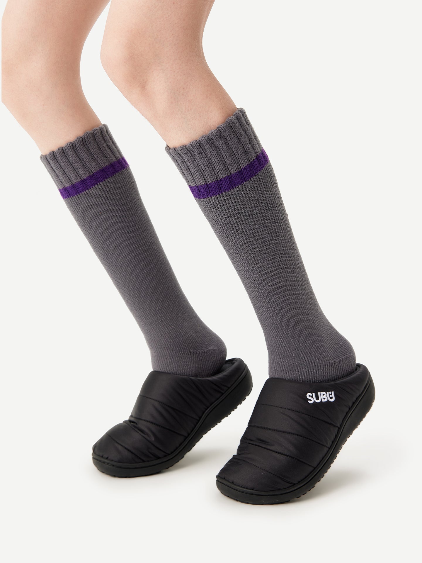 Wool Rib-Cuff Calf Sock