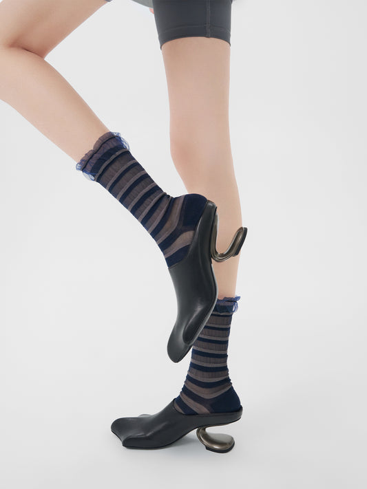 Gradient Trim Glass Silk Sock