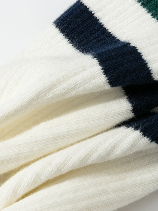 Striped Cuff Combed Cotton Crew Socks