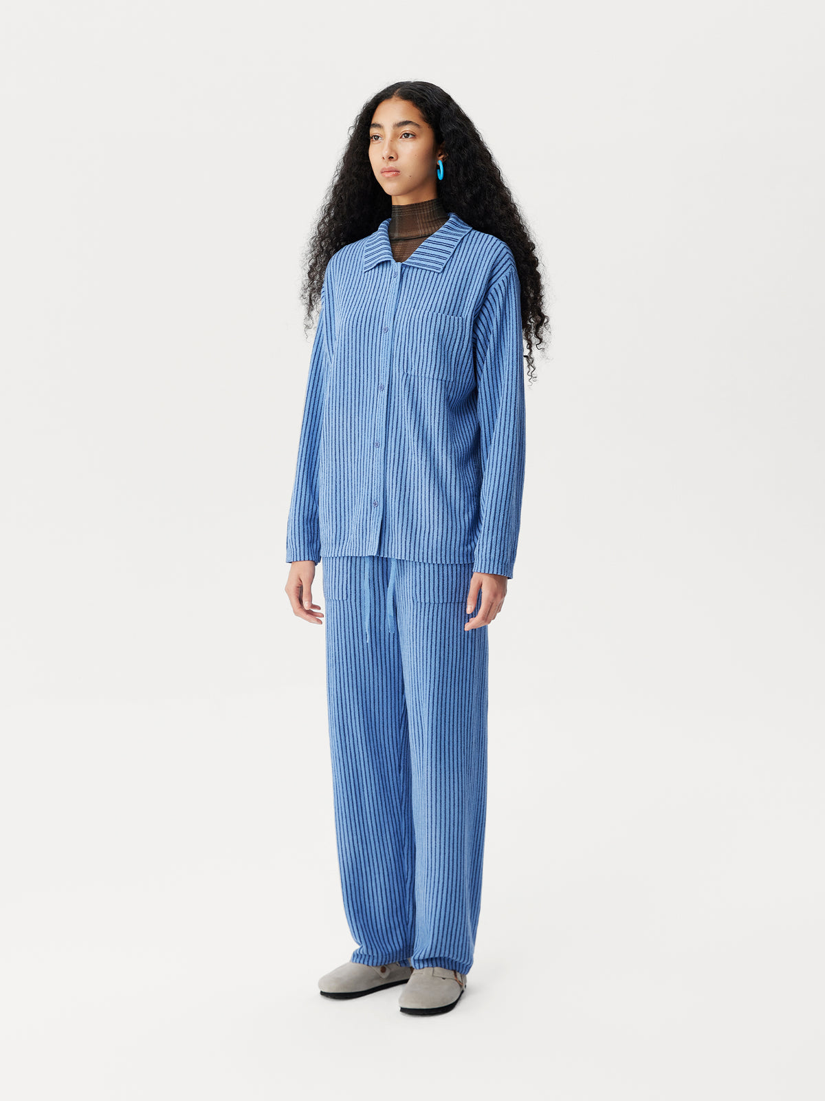 Contrast-Striped Half-Velvet Loungewear