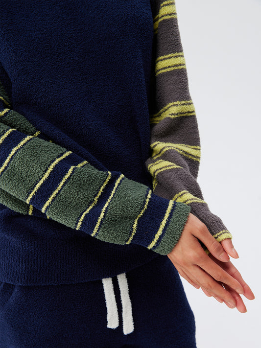 Contrast Stripe Soft Sherpa Set