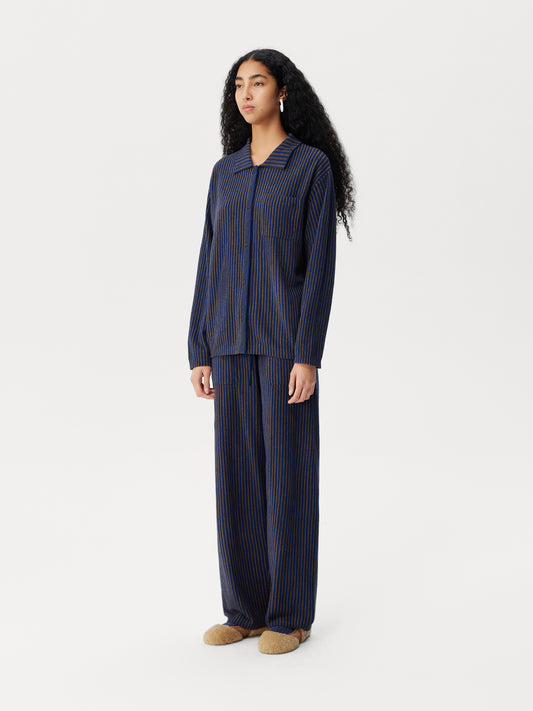 Contrast-Striped Half-Velvet Loungewear