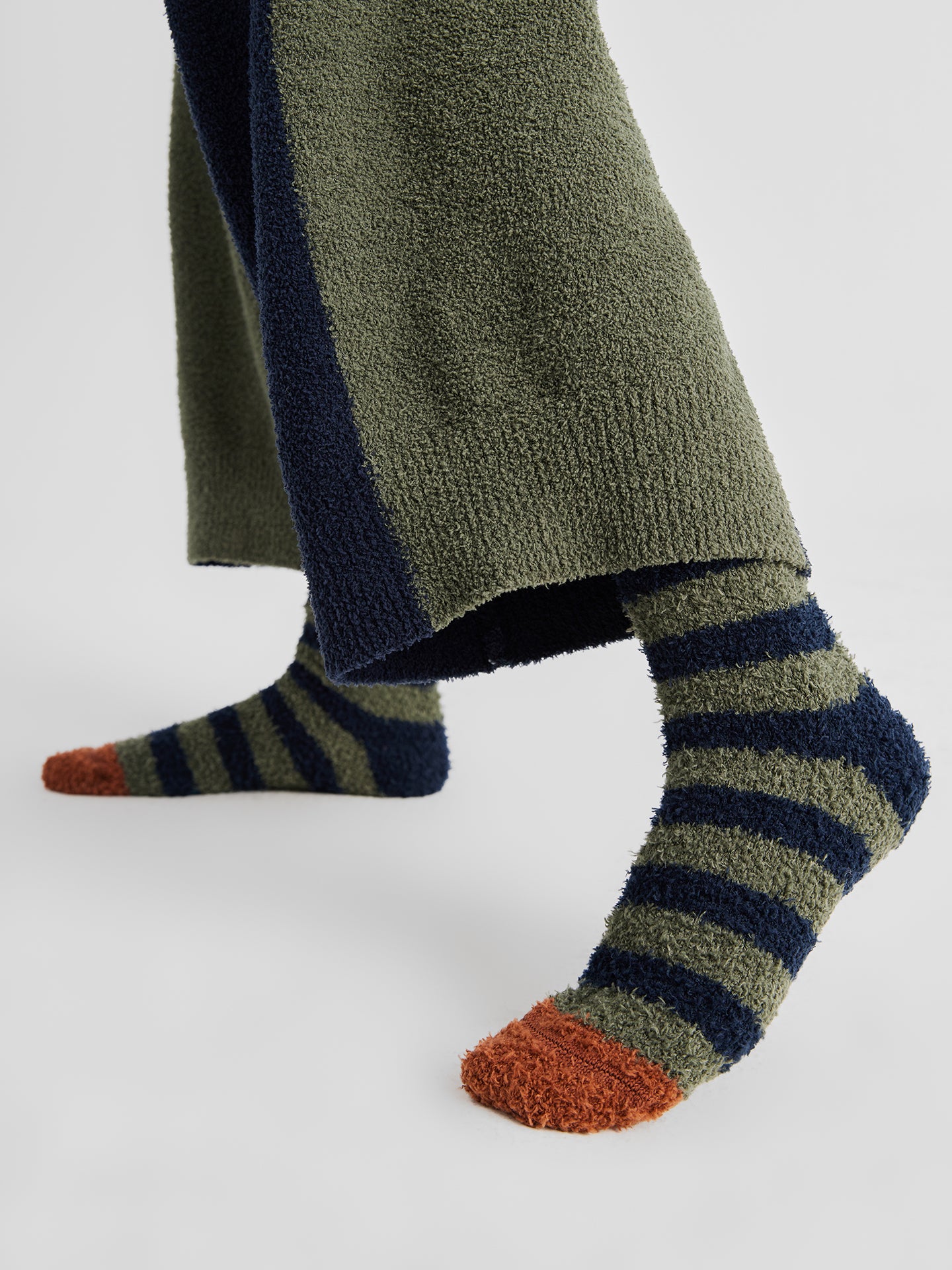 Contrast Stripe Soft Sherpa Sock