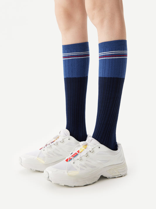 Bold Striped Trim Calf Sock