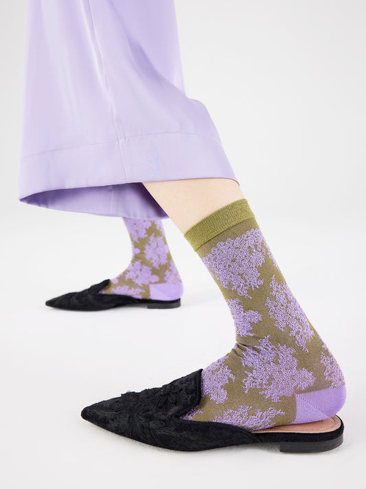 Lace Jacquard Breathable Translucent Sock
