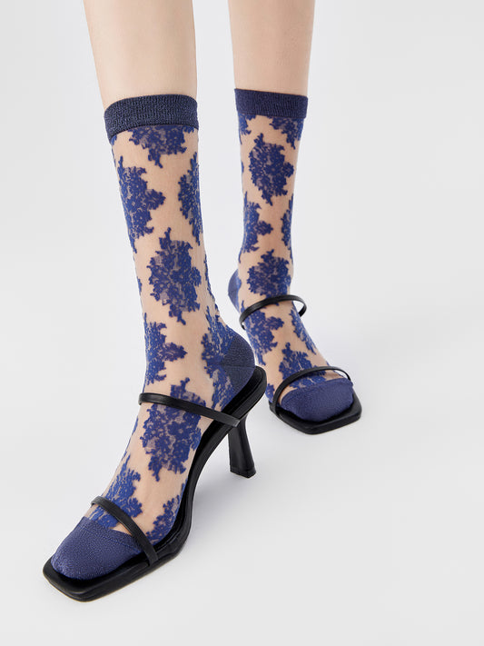 Lace Jacquard Breathable Translucent Sock