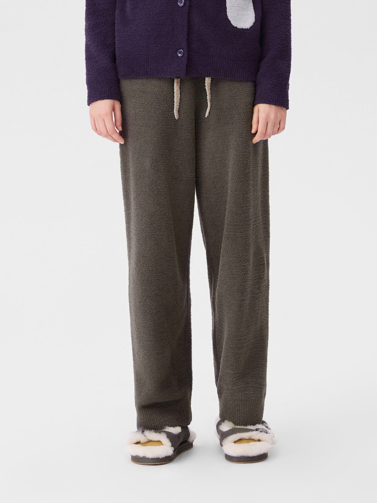 Contrast-Color Pocket Half-Velvet Cardigan Loungewear