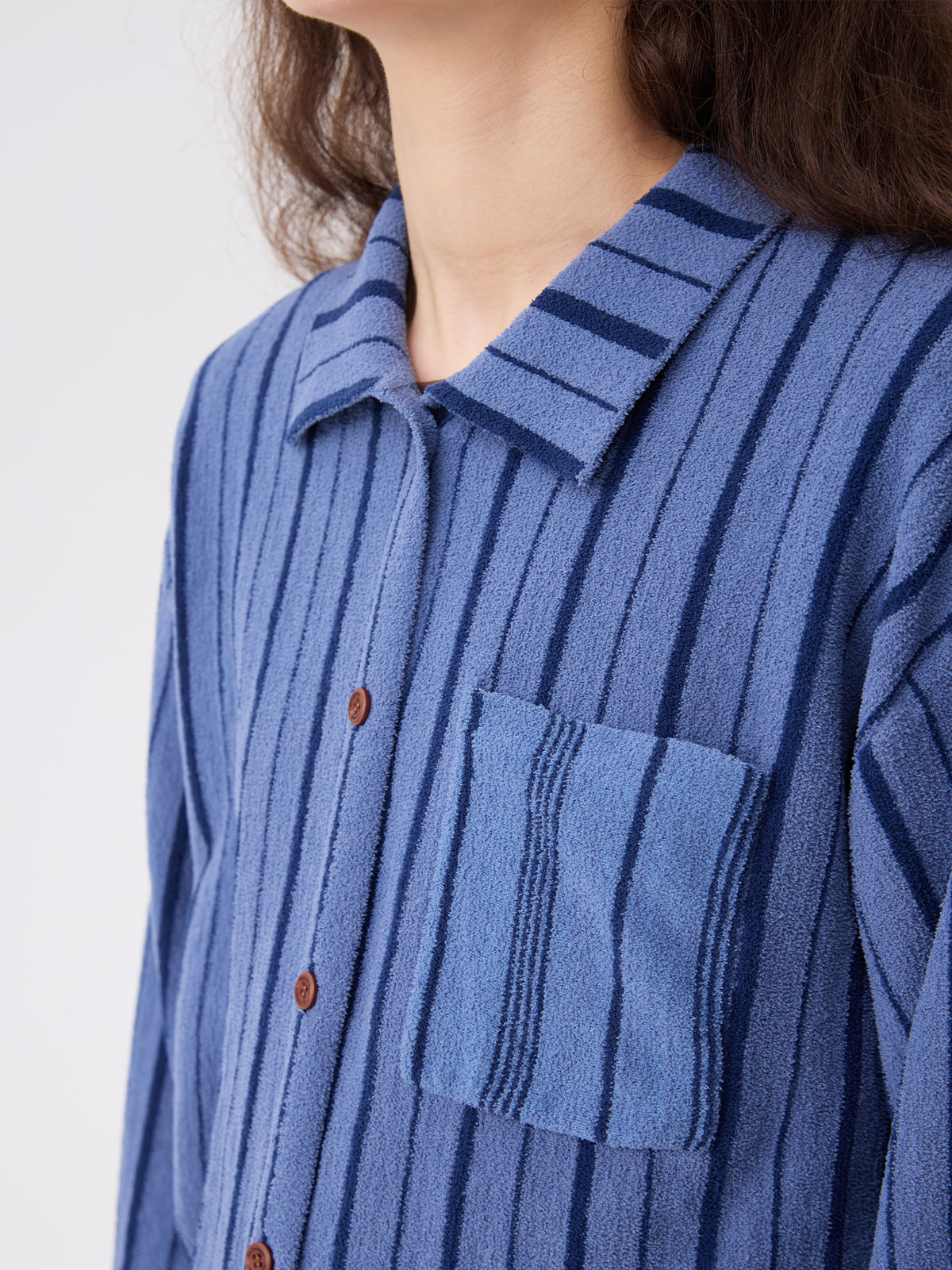 Patchwork-Striped High-Count Half-Velvet Loungewear