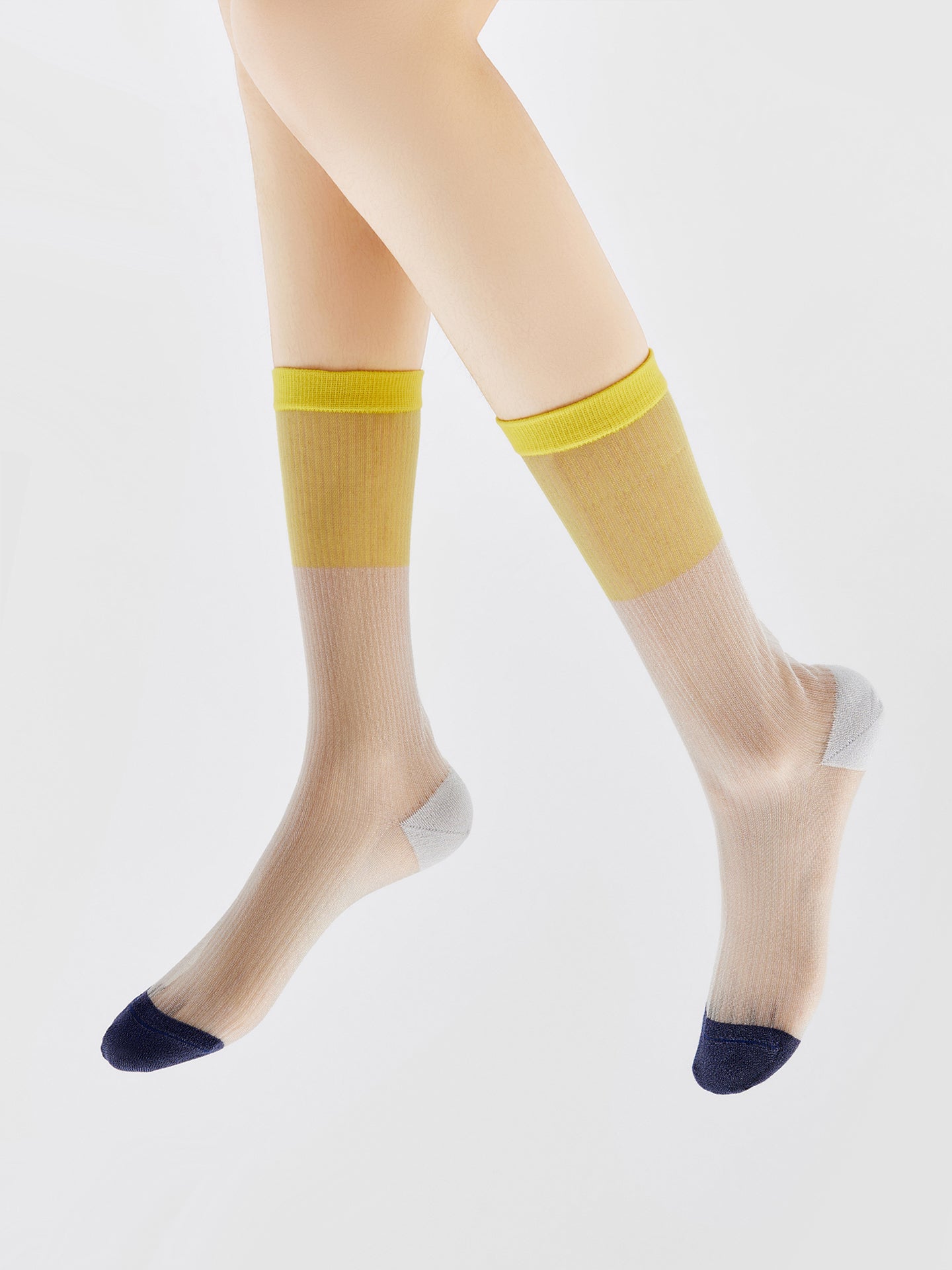 Color-Block Breathable Translucent Sock