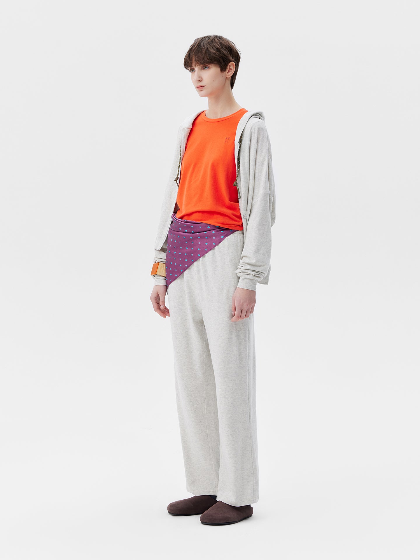 Printed Symbol & Polka Dot Silk Scarf