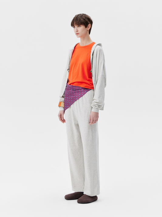 Printed Symbol & Polka Dot Silk Scarf