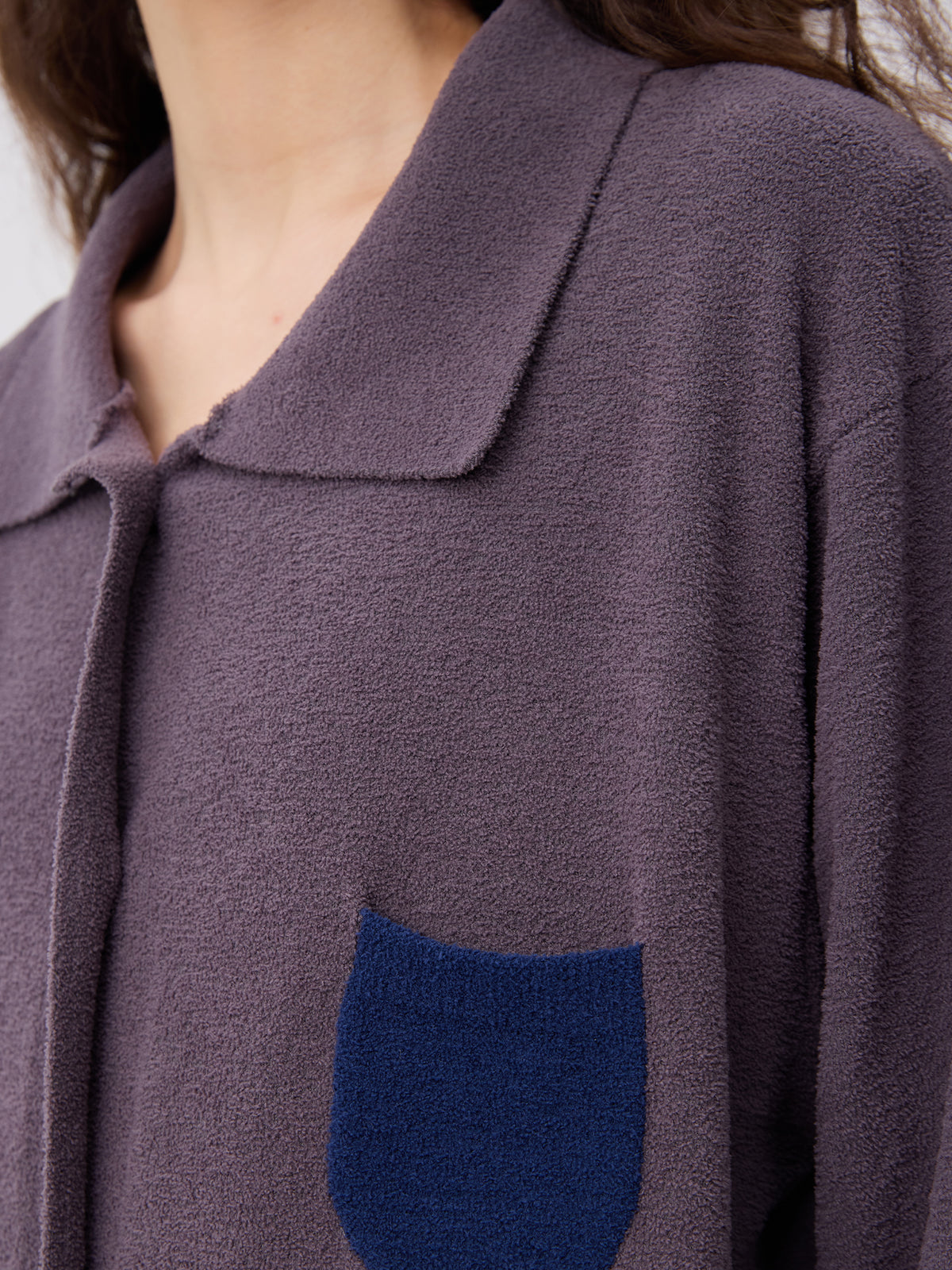 Contrasting-Color Pocketed Lightweight Fleece Loungewear