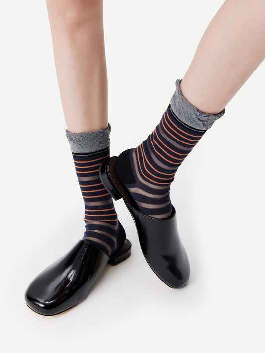 Lurex Glossy Mixed-Color Ruffle Crew Sock