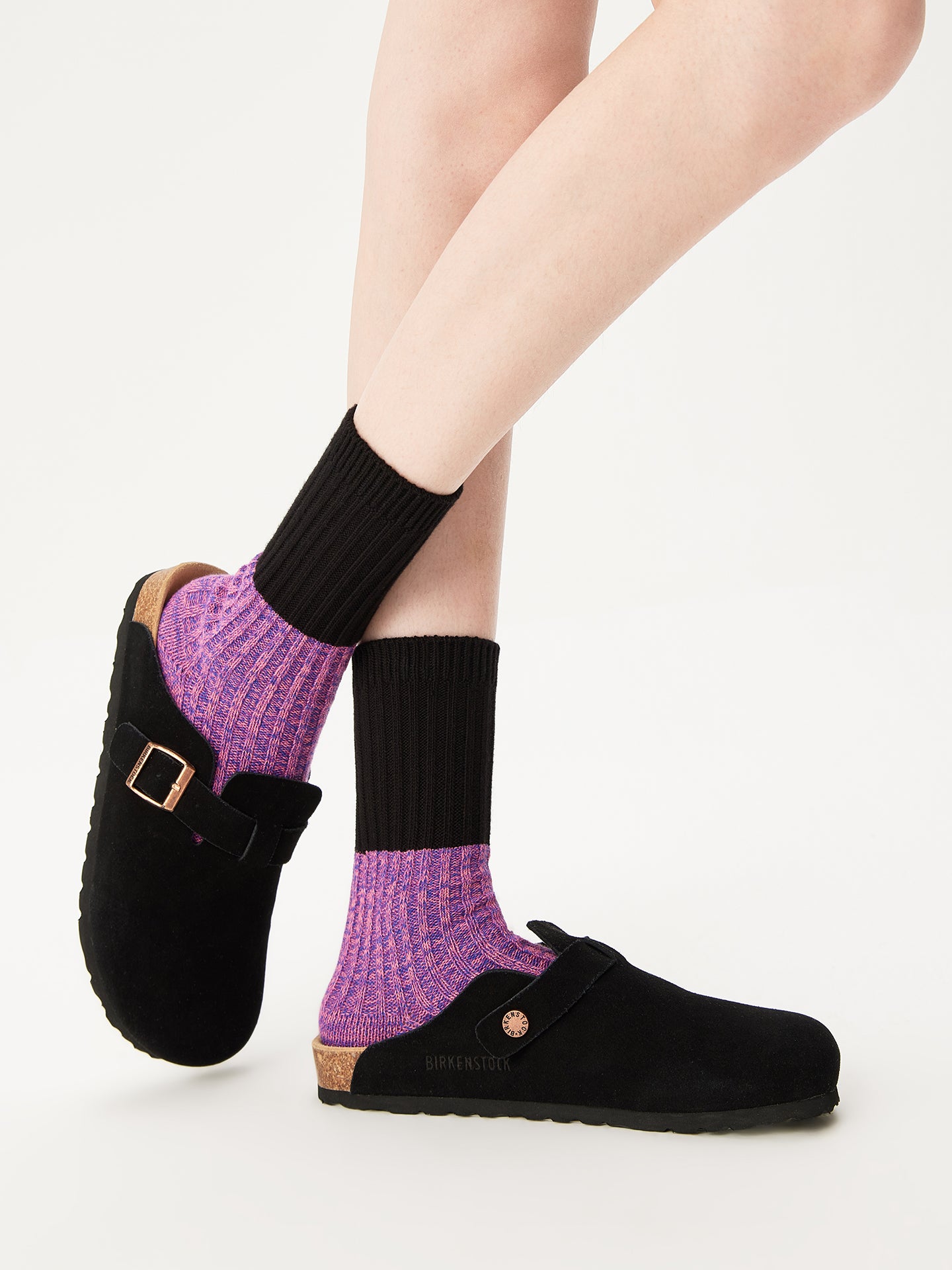 Blush Contrast Textured Cotton Sock