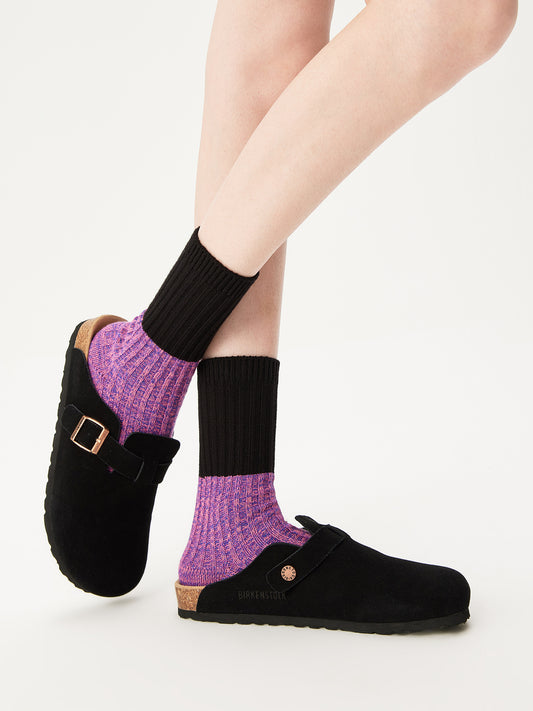 Blush Contrast Textured Cotton Sock