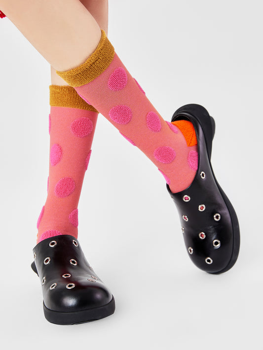Coral Polka Crew Sock