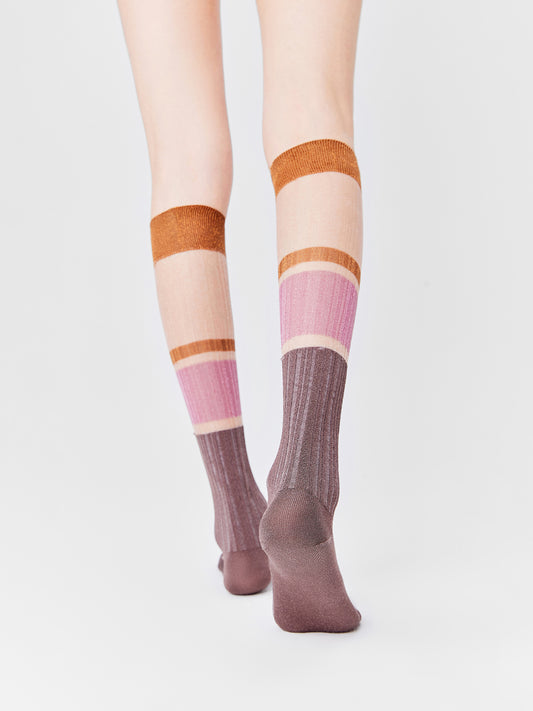 Patchwork Translucent Calf Sock