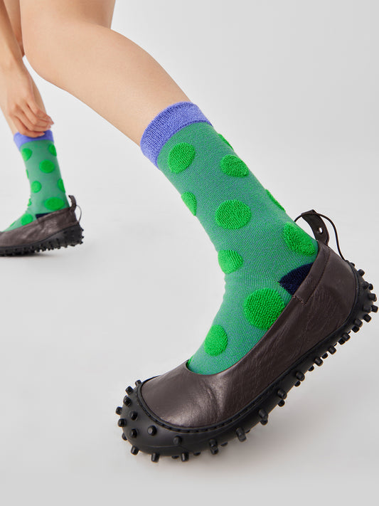 Coral Polka Crew Sock