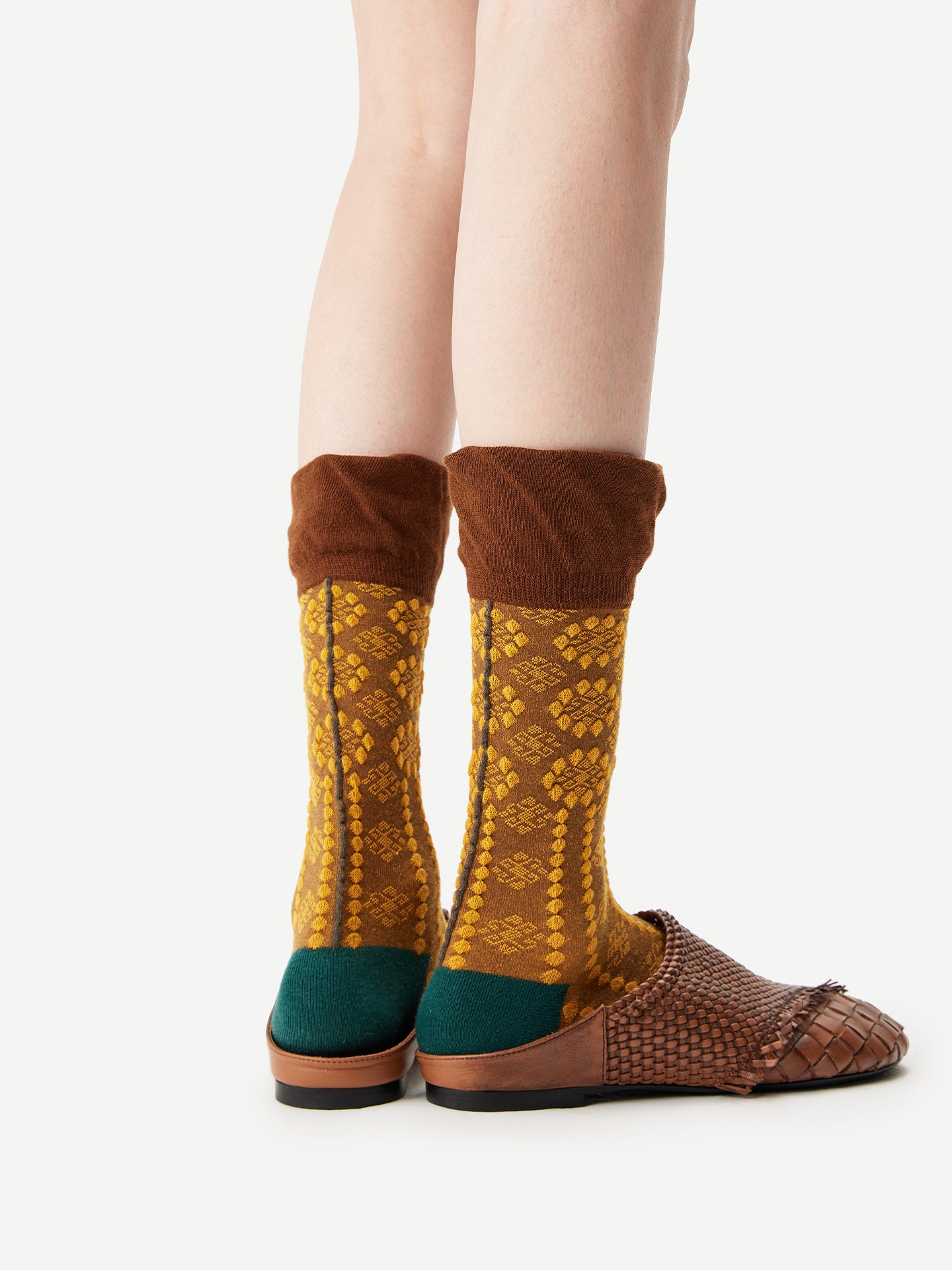 Contrast Trim Patterned Crew Sock