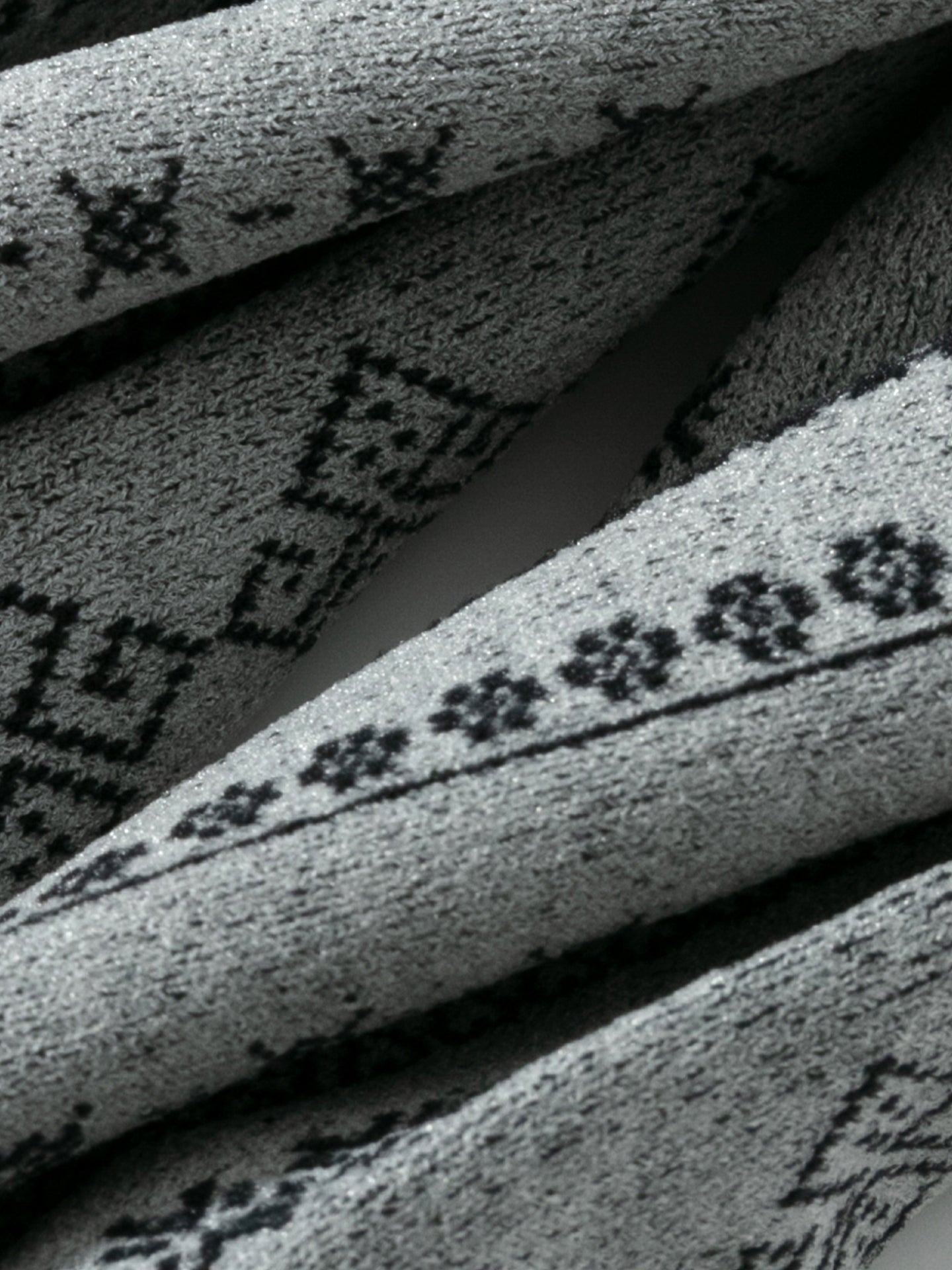 Brocade-Textured Double Cuff Crew Sock