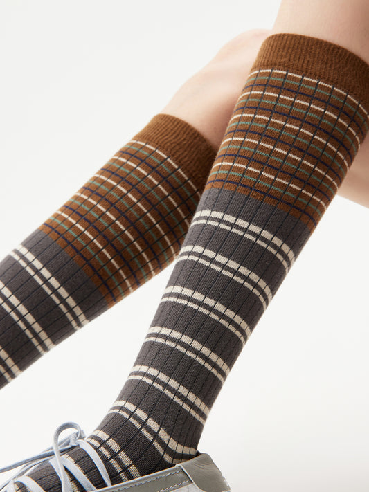 Contrast Stripe Calf Sock