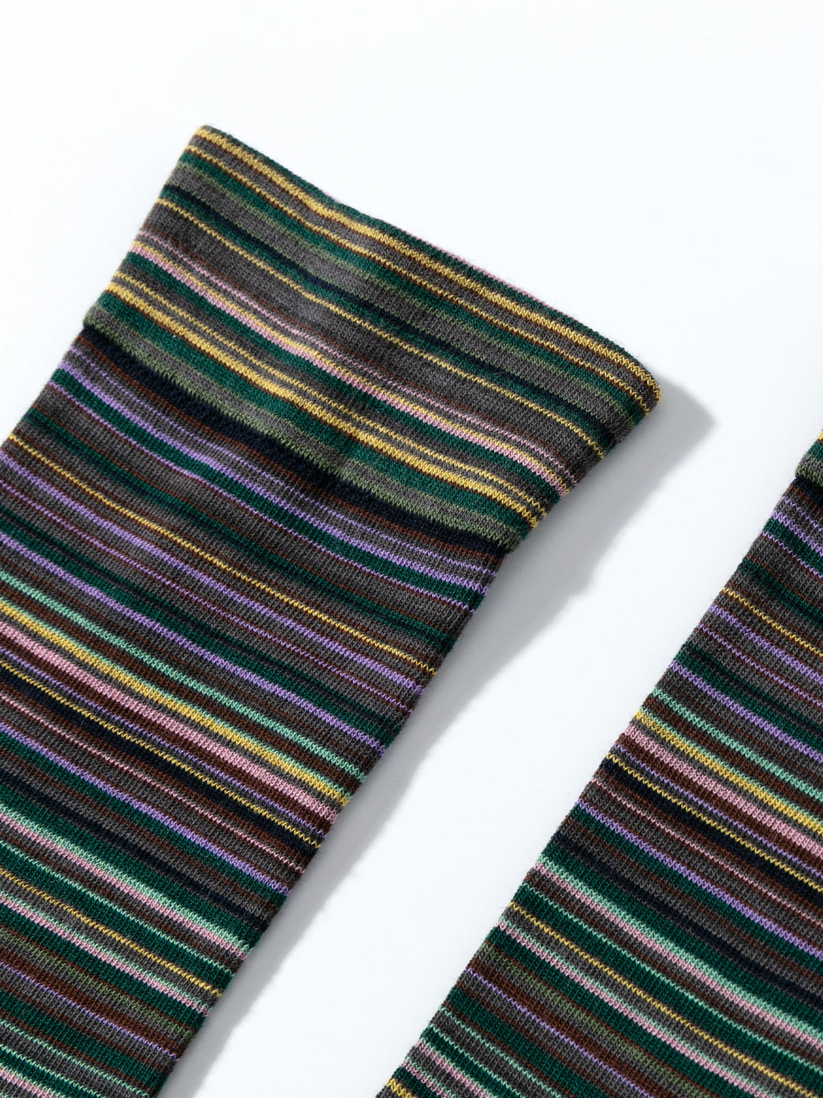 Color-Woven Striped Mid-Calf Socks