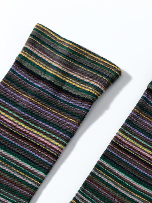 Color-Woven Striped Mid-Calf Socks
