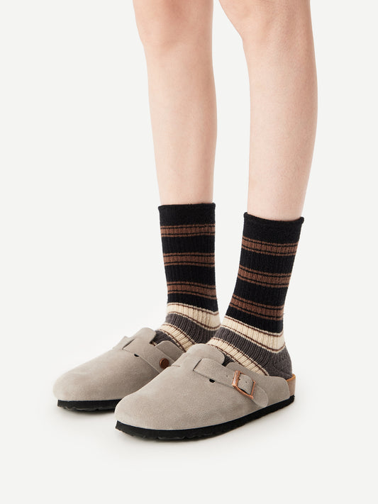 Contrast Stripe Terry Crew Sock