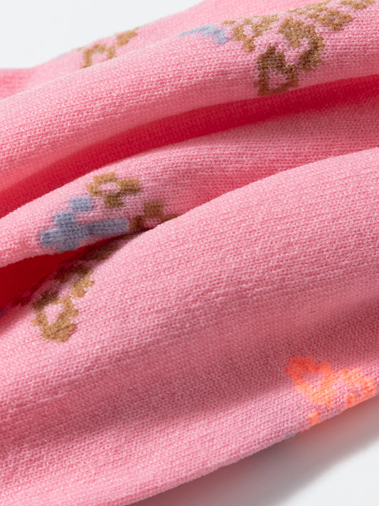 Ruffle-Trim Ethnic Brocade Crew Socks