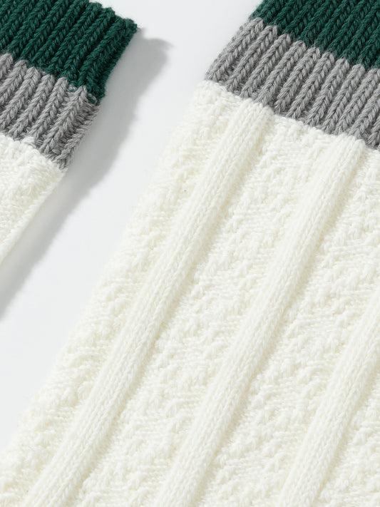 Contrast Cuff Combed Cotton Crew Socks