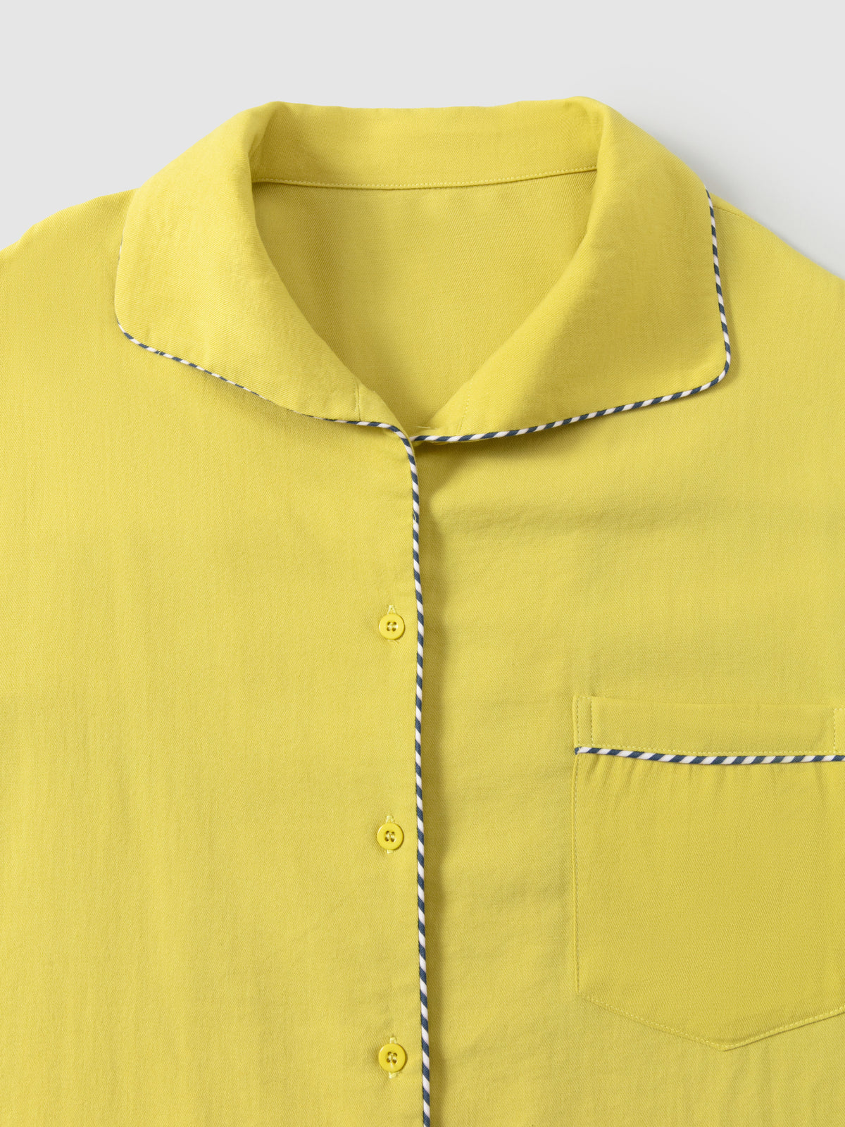 Solid-Color Twill-Striped Long-Sleeve Loungewear