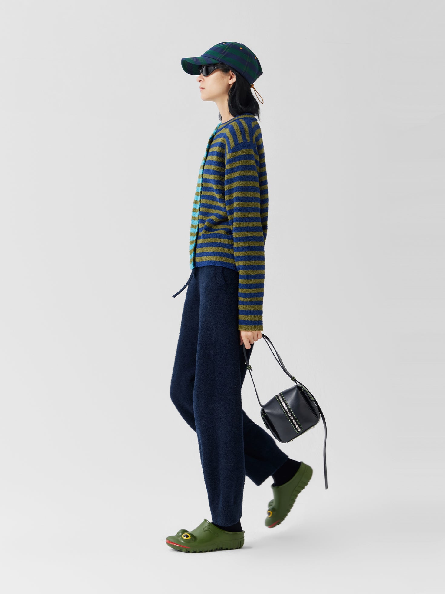 Stripped Cardigan Soft Sherpa Set