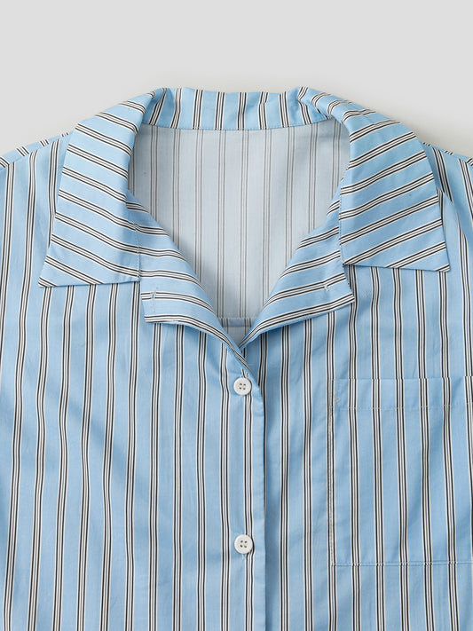 Sky Blue Stripe Lounge Set