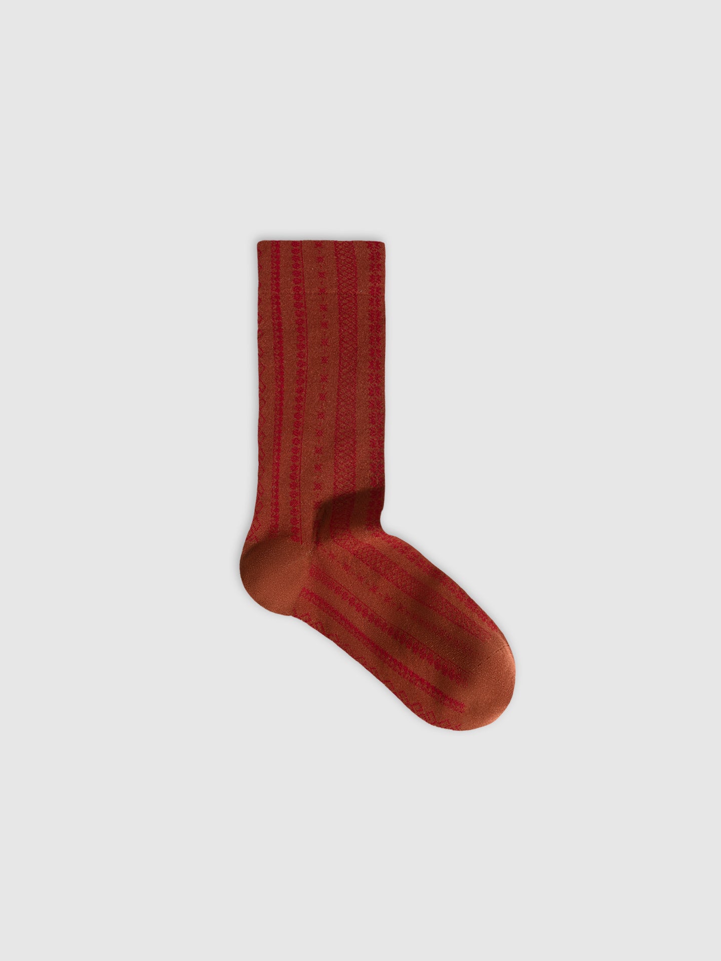 Brocade-Textured Double Cuff Crew Sock
