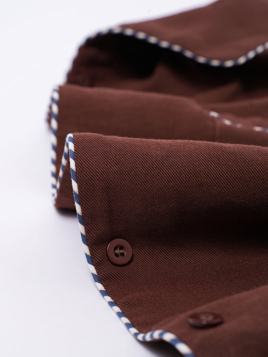 Solid-Color Twill-Striped Long-Sleeve Loungewear
