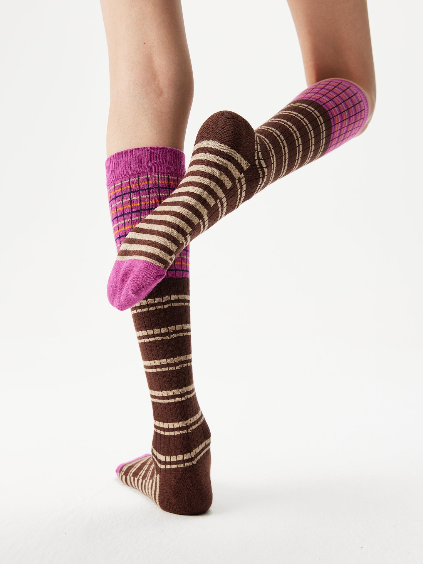 Contrast Stripe Calf Socks Box