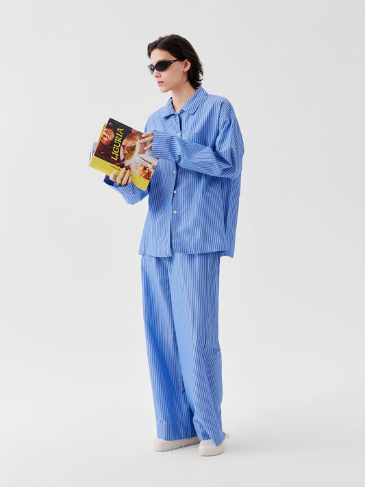 Vertical Stripe Cotton Lounge Set