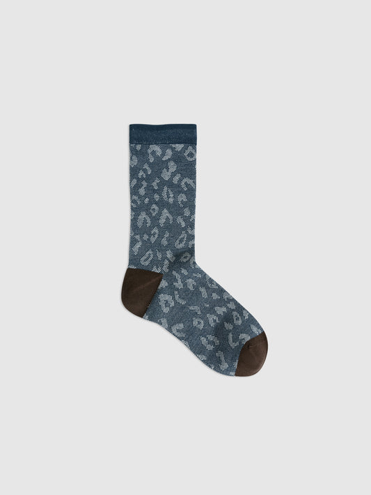 Leopard Jacquard Crew Socks