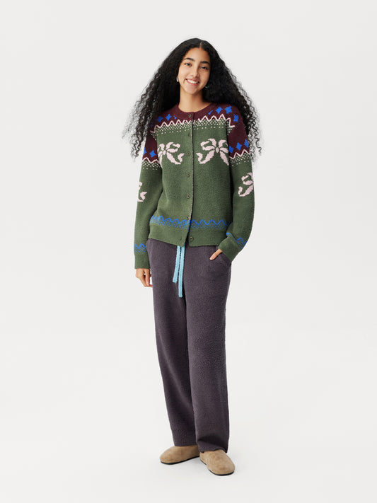 Tribal Motif Soft Sherpa Cardigan