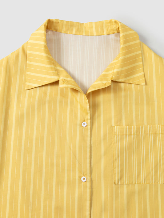 Patterned Striped Long-Sleeve Loungewear