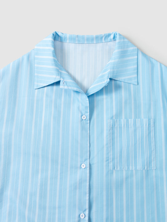 Patterned Striped Long-Sleeve Loungewear