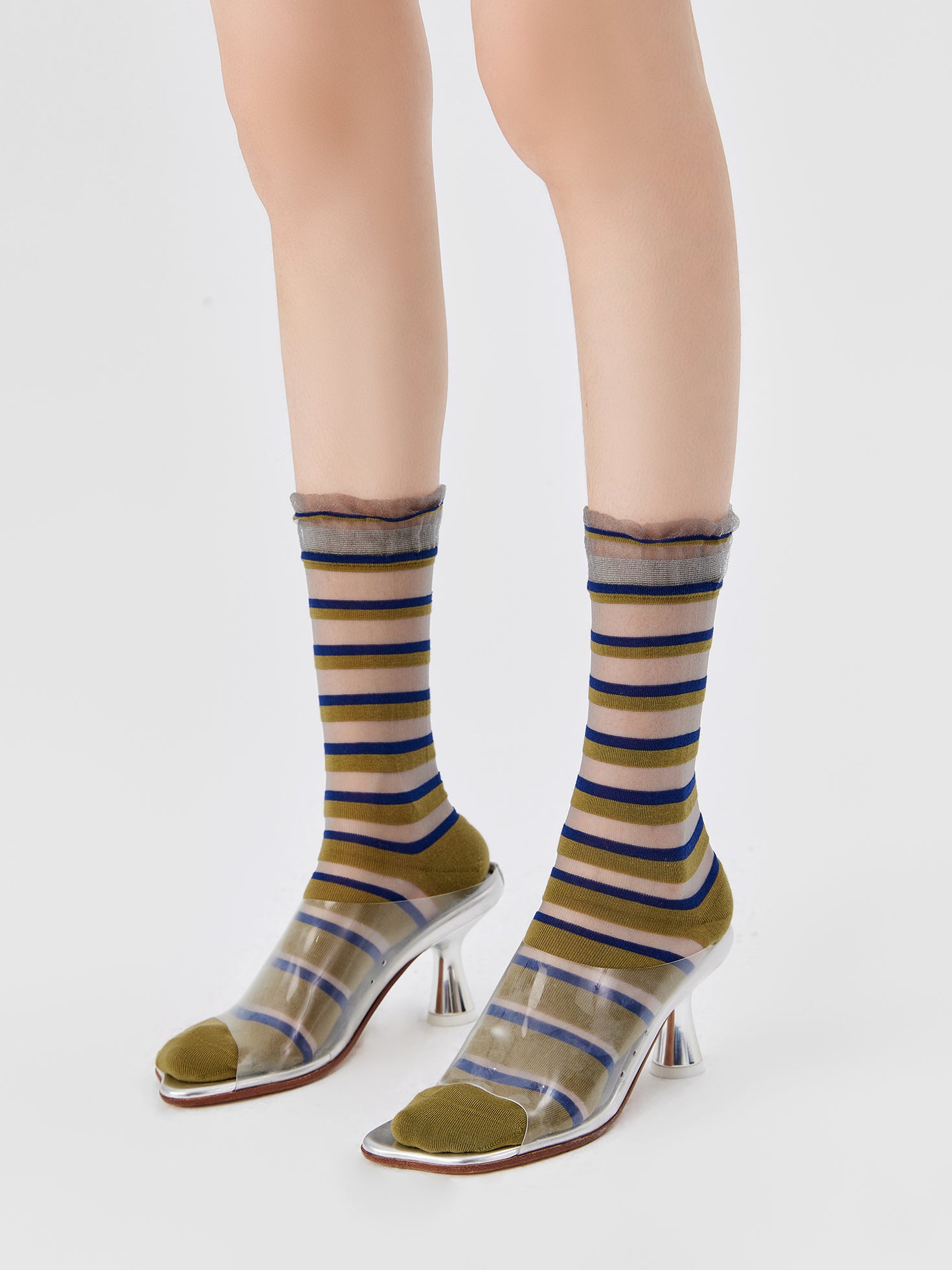 Gradient Trim Glass Silk Sock