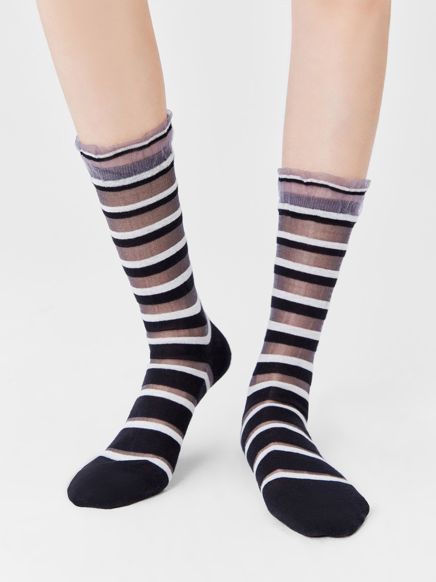 Gradient Trim Glass Silk Sock