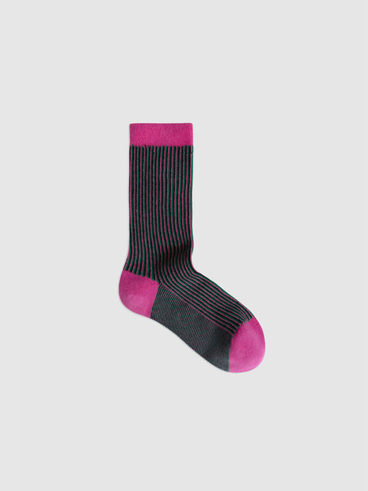 Color-Woven Striped Mid-Calf Socks