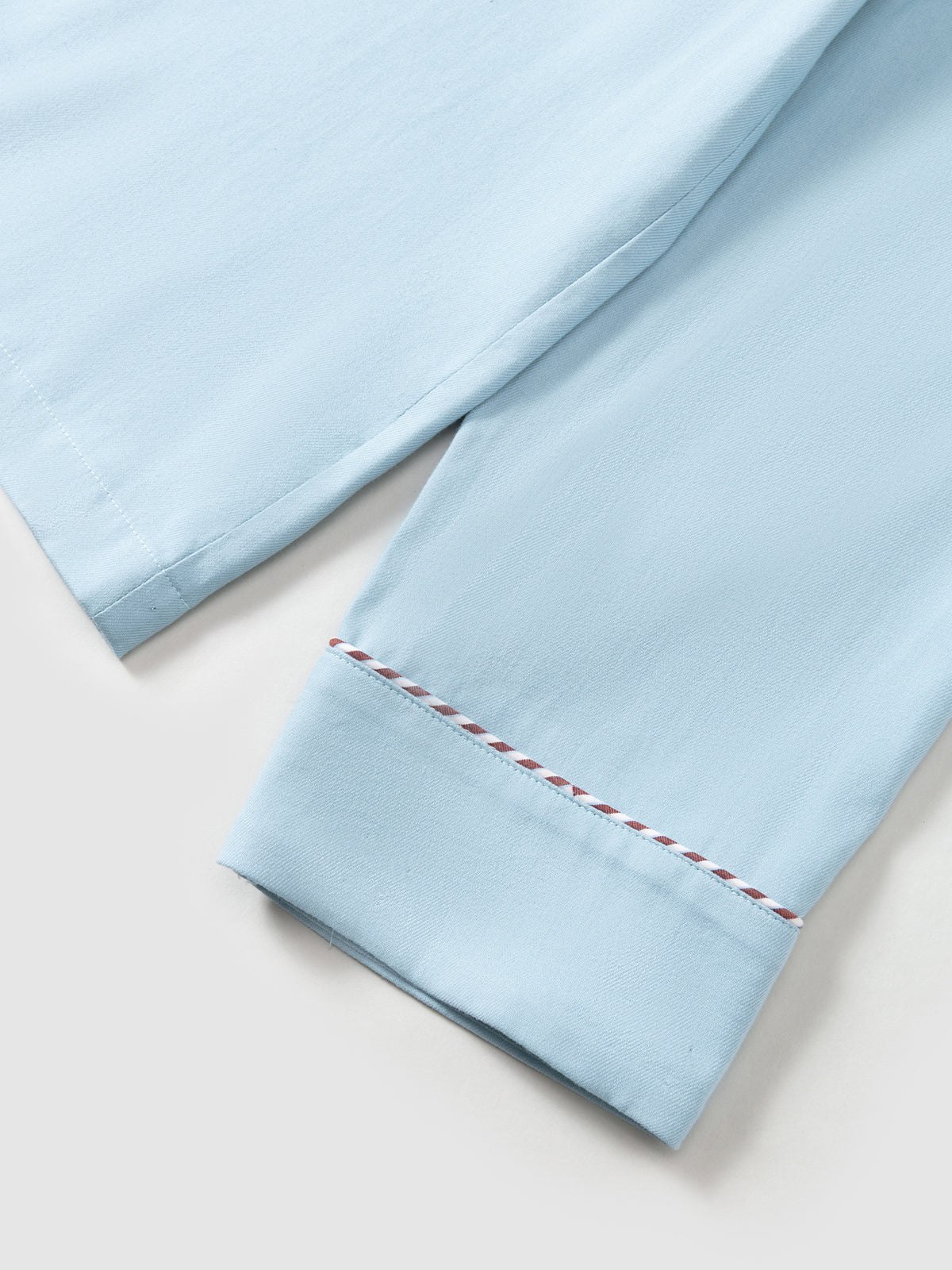 Solid-Color Twill-Striped Long-Sleeve Loungewear
